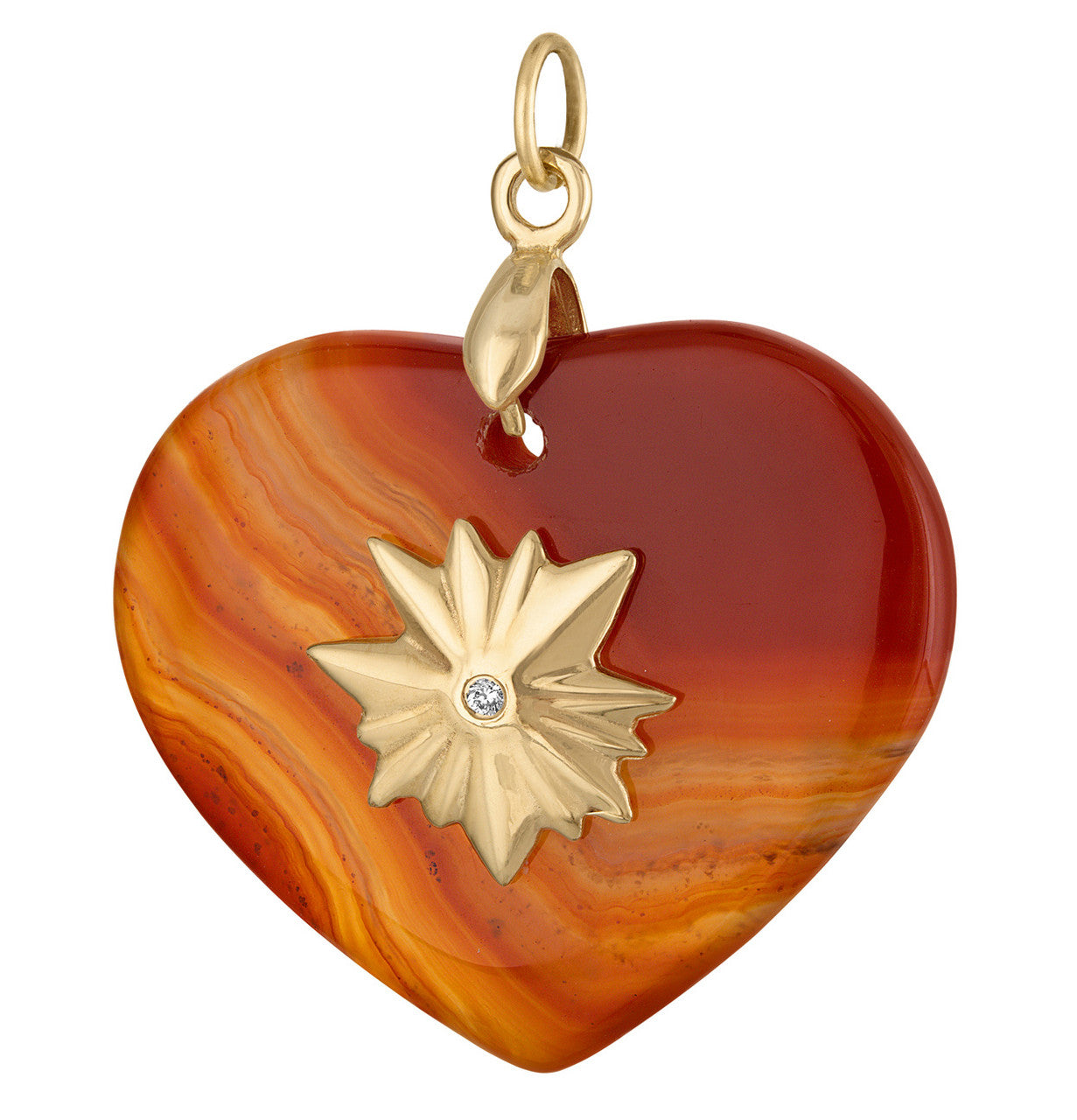 Vintage Larger Agate Heart 14K Gold Charm